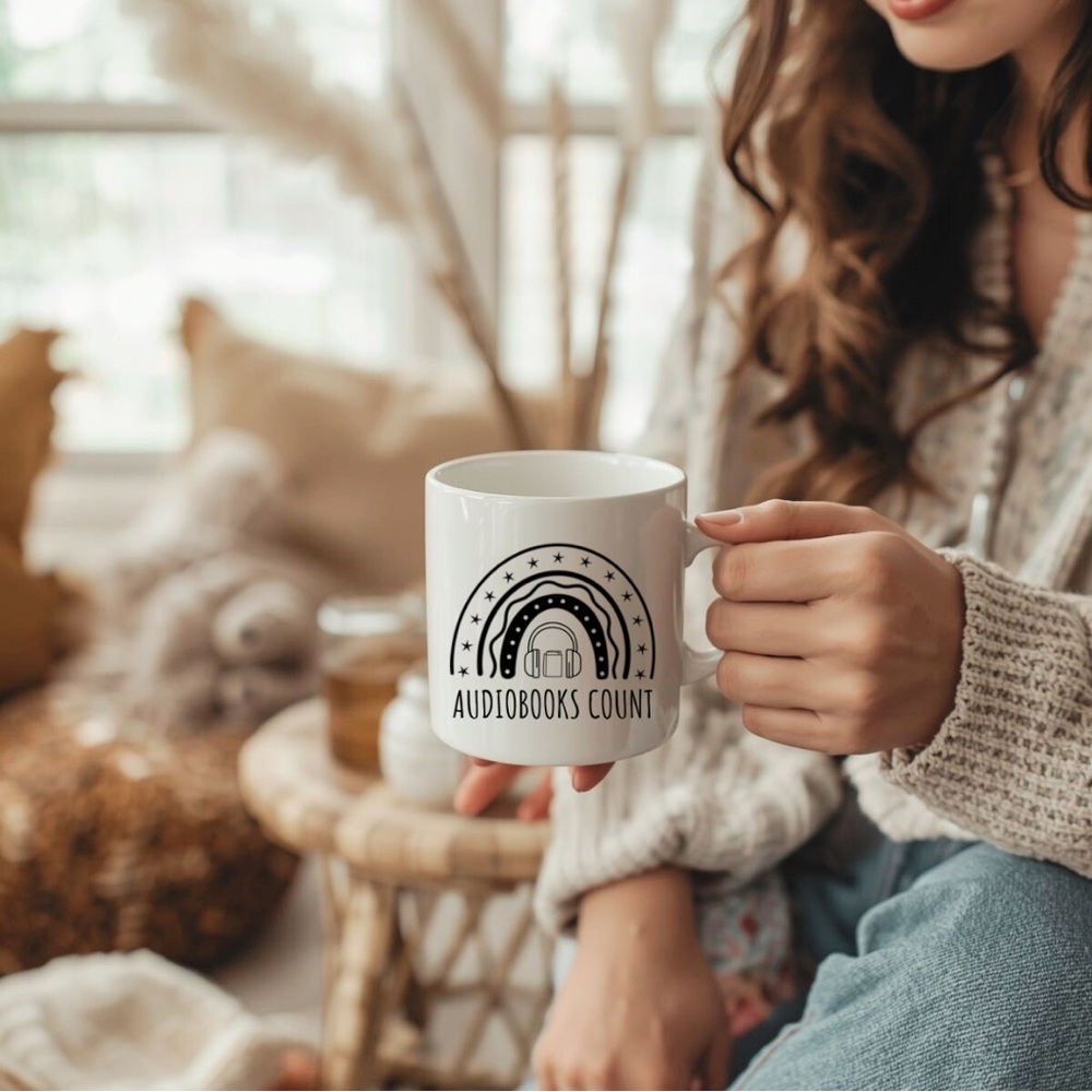 Audiobooks Count Ceramic Coffee Mug 11oz - simple minimal - bookish books